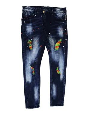 D Sqaud Blue Paint Splatter Jeans