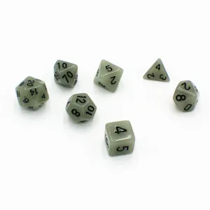 "Glowing Goo" - White Glow in the Dark - Polyhedral Dice (7) - Level One Dice