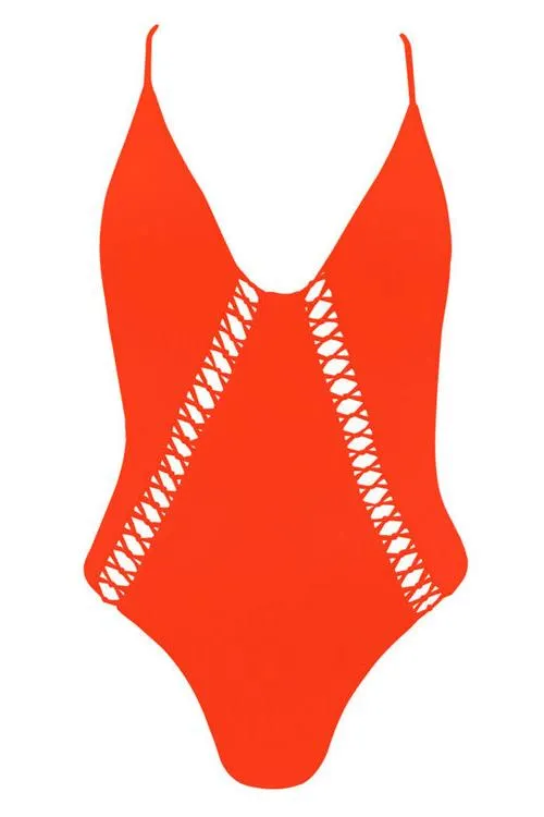 Solid Hollow One Piece Swimwear