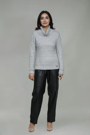 Women Woolen Cowl Neck Top